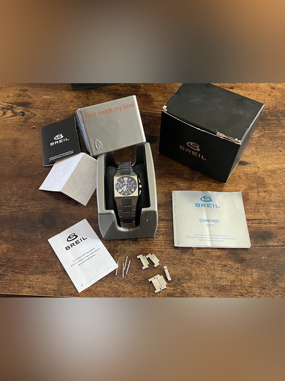 Vintage Men’s Watch Italian Designer BREIL Chronograph Blue & Silver Wristwatch